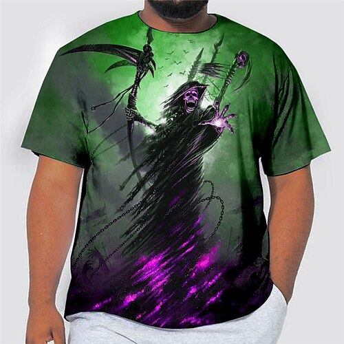 

Men's Plus Size T shirt Tee Big and Tall Graphic Crew Neck Short Sleeve Spring & Summer Basic Fashion Streetwear Comfortable Casual Sports Tops / Skull
