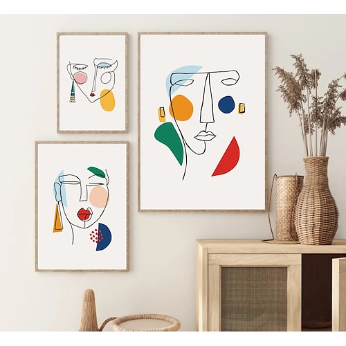 

1 Panel Abstract Face Prints Women Face Line Wall Art Modern Picture Home Decor Wall Hanging Gift Rolled Canvas Unframed Unstretched