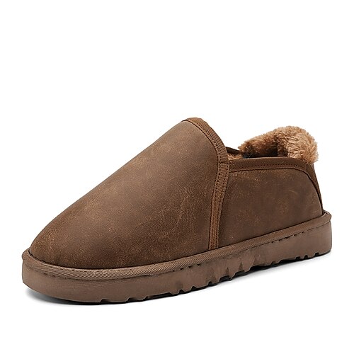 

Men's Loafers & Slip-Ons Snow Boots Fleece lined Casual Classic Outdoor Daily PU Camel Black Gray Winter Fall