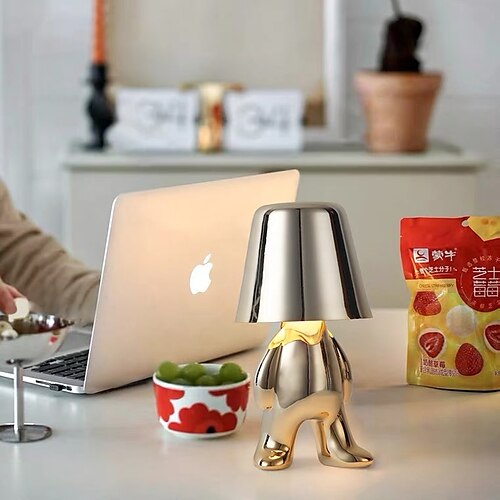 

touch led bordlampe, moderne tenker dekorativ lampe led oppladbar skrivebordslampe, golden little man usb bordlampe, nattlys for soverom, arbeidsrom, stue, nattbord, bar, restaurant