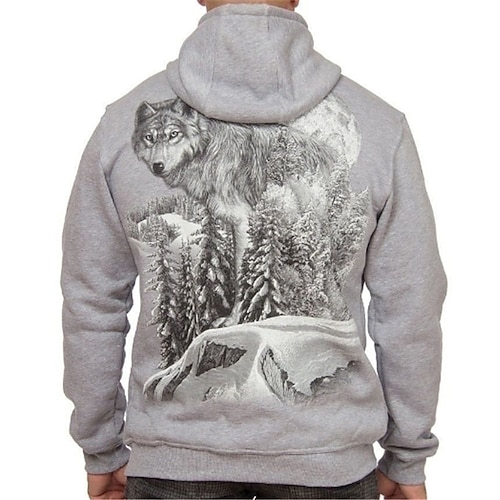 

Men's Plus Size Pullover Hoodie Sweatshirt Big and Tall Animal Hooded Long Sleeve Spring & Fall Basic Fashion Streetwear Comfortable Daily Wear Vacation Tops