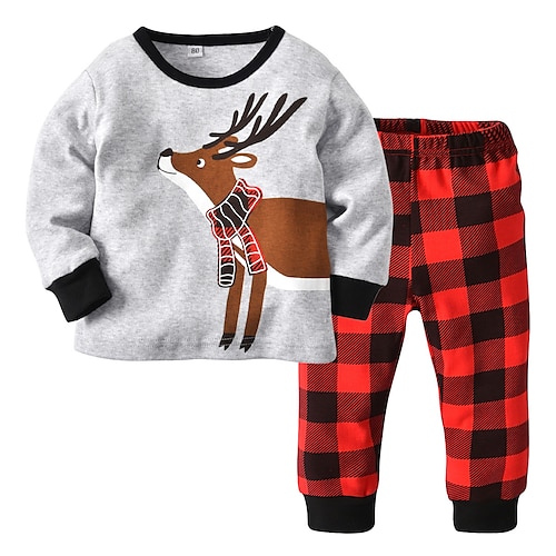 

2 Pieces Boys Hoodie & Pants Outfit Animal Long Sleeve Crewneck Set School Fashion Cool Winter Fall 3-7 Years Gray