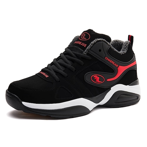 

Men's Sneakers Sporty Look Fleece lined Sporty Casual Outdoor Daily PU Black / Red Black Blue Color Block Winter Fall