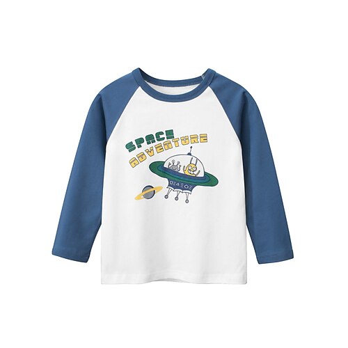 

Toddler Boys T shirt Tee Cartoon Letter Long Sleeve Cotton Children Top Outdoor Fashion Daily Winter Fall White 3-7 Years