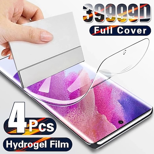 

[4 Pack] Phone Screen Protector For Samsung S23 S22 S21 S20 Plus Ultra S10 S10 Plus Note 20 Ultra 10 Plus S9 TPU Hydrogel 9H Hardness Self-healing Anti-Fingerprint High Definition Explosion Proof