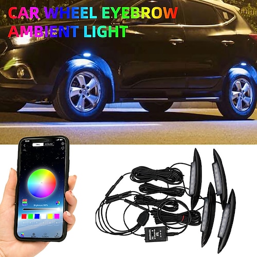 

1Set 4 in 1 Universal Tire Atmosphere Lamps Car Wheel Eyebrow Lights LED Tyre Decoration Exterior Ambient Light Decorative Lamp app remote control