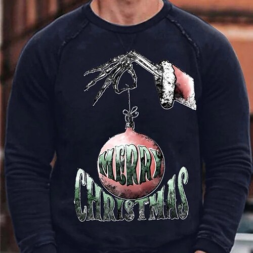 

Men's Sweatshirt Black Red Navy Blue Gray White Crew Neck Letter Graphic Prints Print Christmas Sports & Outdoor Sports Basic Casual Christmas Winter Fall Clothing Apparel Bell Hoodies Sweatshirts