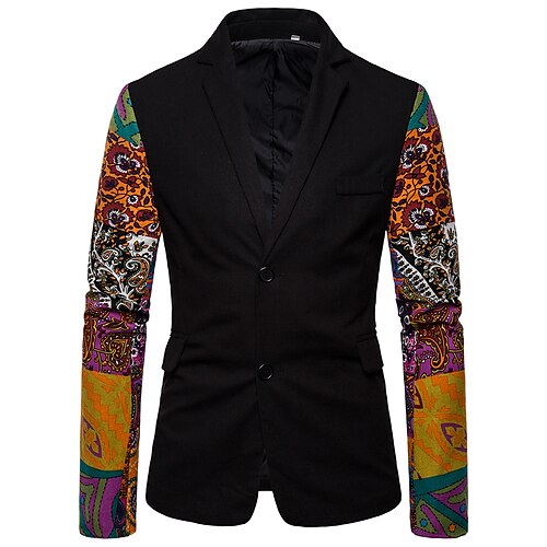 

Men's Fashion Blazer Regular Standard Fit Tie Dye Single Breasted Two-buttons Black 2022