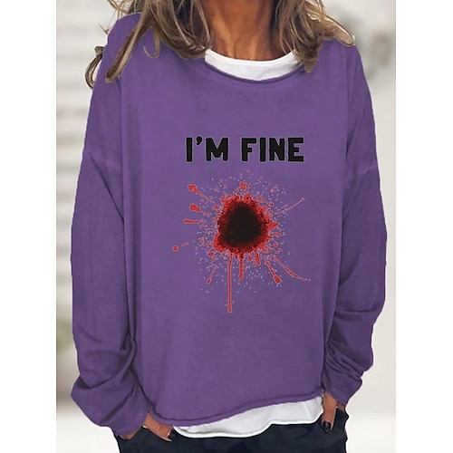 

Women's Sweatshirt Basic Green Purple Khaki Graphic Casual Round Neck Long Sleeve S M L XL 2XL 3XL