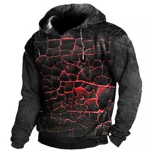 

Men's Pullover Hoodie Sweatshirt Red Hooded Graphic Prints Crack Print Daily Sports 3D Print Basic Streetwear Designer Spring & Fall Clothing Apparel Hoodies Sweatshirts Long Sleeve