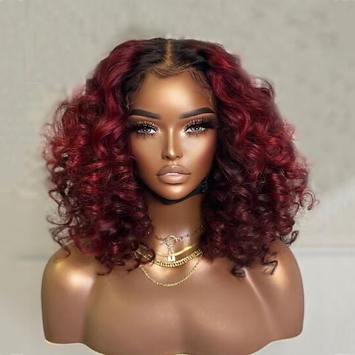 

Ombre 1bT99j Burgundy Lace Front Wigs Transparent Lace Frontal Wig Loose Wave Human Hair Wigs For Women