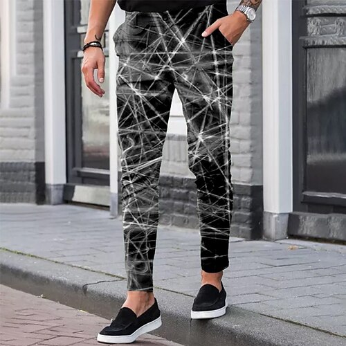 

Men's Dress Pants Joggers Chinos Trousers Pocket 3D Print Graphic Prints Crack Comfort Soft Office Business Basic Fashion Green Black / Spring