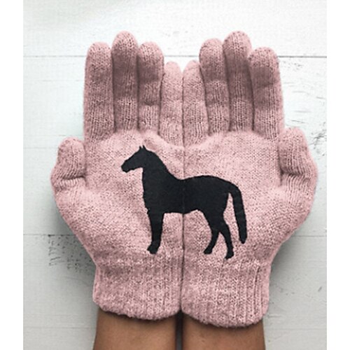 

Women's Warm Winter Gloves Gift Daily Animal Knit Simple 1 Pair