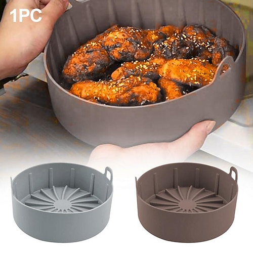 

Air Fryer Silicone Pot - Food Safe Reusable Air fryers Oven Accessories - Replacement of Parchment Paper Liners-No More Cleaning Basket After Using The Air Fryer
