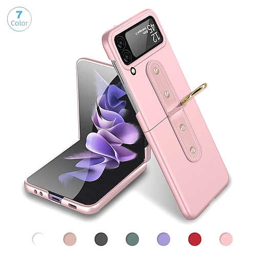 

Phone Case For Samsung Galaxy Flip Z Flip 4 Bumper Frame Full Body Protective Dustproof Solid Colored PC