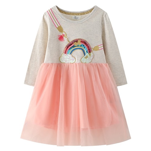 

Kids Girls' Dress Cartoon A Line Dress Dress Daily Cotton Long Sleeve Princess Dress 2-6 Years Winter Pink