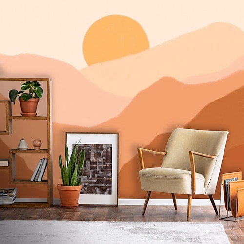 

3D Sun Mountains Mural Wallpaper Sunset Wall Sticker Covering Print Peel and Stick Removable PVC / Vinyl Material Self Adhesive / Adhesive Required Wall Decor Wall Mural for Living Room Bedroom