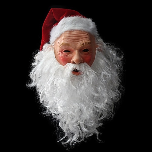 

Christmas White Beard Santa Claus Mask Prom Party Dressing Props Old Man Mask
