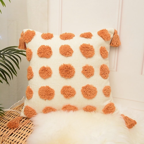 

Dots Tufted Embroidery Pillow Cover Decorative Pillowcase Throw Cushion Cover for Sofa Couch Bed Bench Living Room 1PC