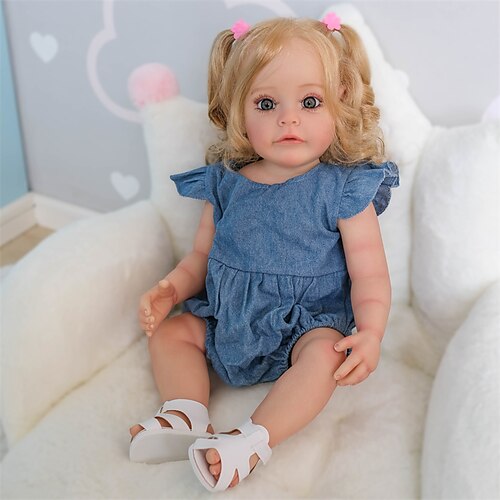 

55CM 22 inch Reborn Toddler Girl Doll Sue-Sue Full Body Silicone Waterproof Bathy Toy Hand-Detailed Paint with 3D look Visible Veins