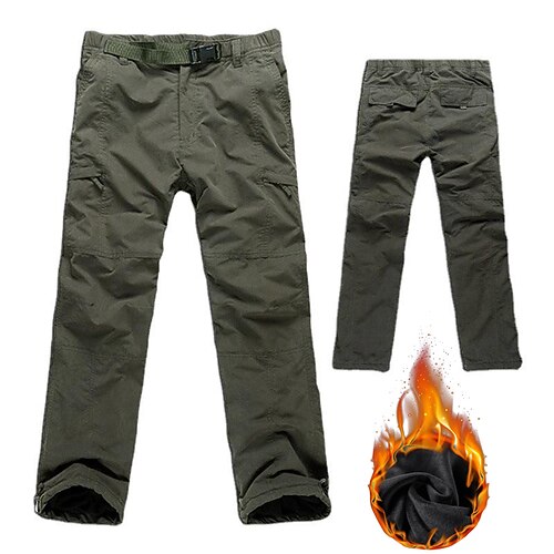 

Men's Cargo Pants Fleece Pants Trousers Winter Pants Zipper Pocket Multi Pocket Solid Color Full Length Sports Outdoor Hiking Cotton Blend Casual Green Camel