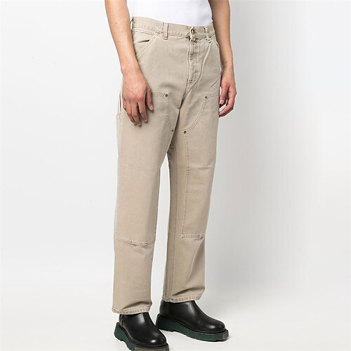 

Men's Trousers Casual Pants Pocket Straight Leg Solid Color Comfort Breathable Casual Daily Streetwear Cotton Blend Sports Fashion Khaki Micro-elastic