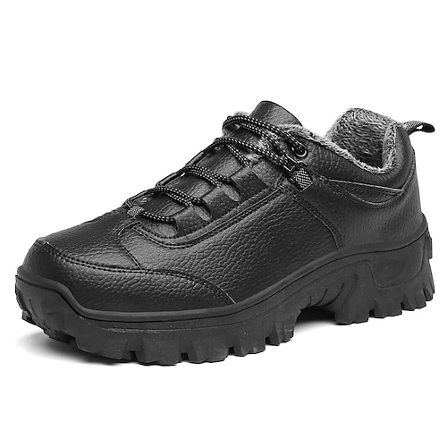 

Men's Sneakers Sporty Look Fleece lined Sporty Casual Outdoor Daily Hiking Shoes PU Black Winter Fall