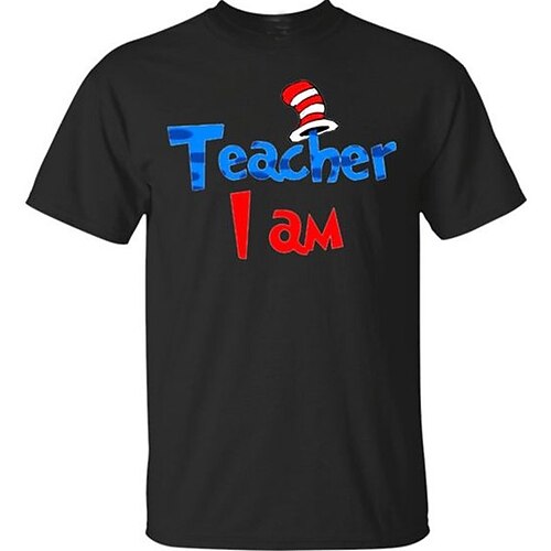 

Kids Boys The Cat in the Hat T shirt Tee Cat Letter Hat Short Sleeve Crewneck Children Top Outdoor Fashion Adorable Summer Black 3-12 Years