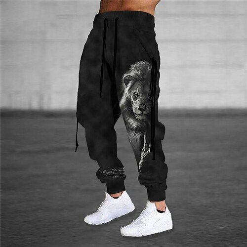 

Men's Sweatpants Joggers Trousers Drawstring Elastic Waist 3D Print Graphic Prints Comfort Breathable Sports Outdoor Casual Daily Cotton Blend Terry Streetwear Stylish Green Black Micro-elastic