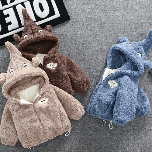 

Kids Boys Coat Outerwear Letter Plain Long Sleeve Coat Daily Cotton Active Basic Blue khaki Brown Winter Fall 1-5 Years
