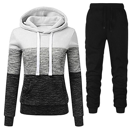 

Dame Joggedress sweatsuit Vinter Blondér Snorer Fargeblokk Hattetrøje lilla rød Blå Fleece Yoga & Danse Sko Løp Hold Varm Myk Sport Sportsklær / Atletisk / treningsklær