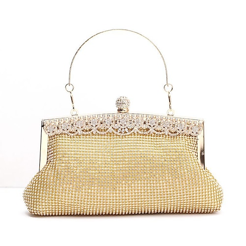 

Women's 2022 Chain Bag Evening Bag Polyester Crystals Chain Plain Wedding Party Silver Gold Black