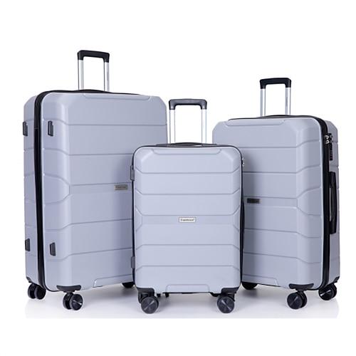 

Hardshell Suitcase Spinner Wheels PP Luggage Sets Lightweight Suitcase with TSA Lock(only 28)3-Piece Set (20/24/28) Silver