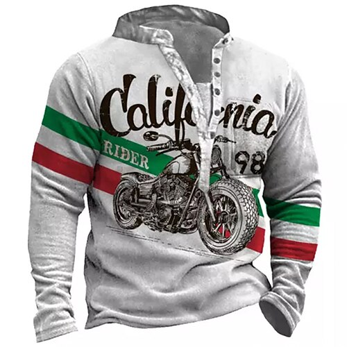 

Men's Sweatshirt Pullover Gray Standing Collar Graphic Prints Motorcycle Zipper Print Daily Sports Holiday 3D Print Basic Streetwear Designer Spring Fall Clothing Apparel Hoodies Sweatshirts