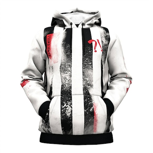 

Men's Pullover Hoodie Sweatshirt White Hooded Stripes Graphic Prints Print Daily Sports 3D Print Basic Streetwear Designer Spring & Fall Clothing Apparel Hoodies Sweatshirts Long Sleeve