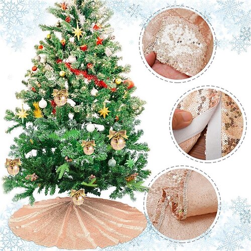 

90/122cm Christmas Tree Skirt Sequin Christmas New Year Party Decoration Tree Skirt Home Livingroom Bedroom