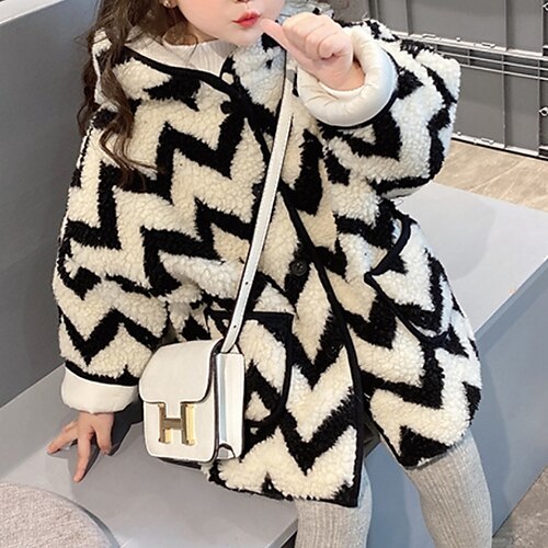 

Toddler Girls' Fleece Jacket Stripe Active School Coat Outerwear 7-13 Years Winter Beige