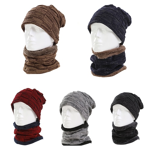 

Men's Women's Slouchy Beanie Hat Winter Warm Set Outdoor Home Daily Solid / Plain Color Spandex Knitting Sports & Outdoors Casual Retro Warm Multipurpose Casual / Daily 1 Pack
