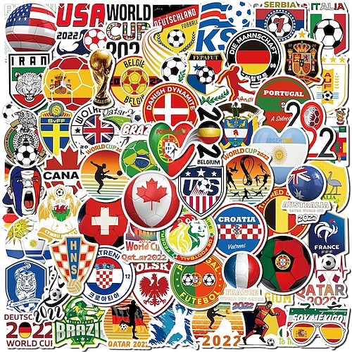 

100 stk fotball klistremerker pakke 2022 fotball klistremerker vanntette vinyl klistremerker pakke for vannflaske hydroflask bærbar gitar datamaskin skateboard telefon kopp bagasje