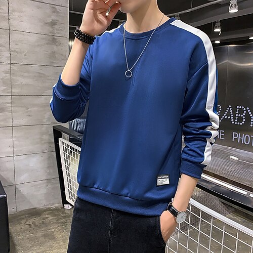 

Men's Sweatshirt Black Blue Pink Yellow Army Green Round Neck Solid Color Work Casual Daily Basic Streetwear Casual Spring & Fall Clothing Apparel Hoodies Sweatshirts