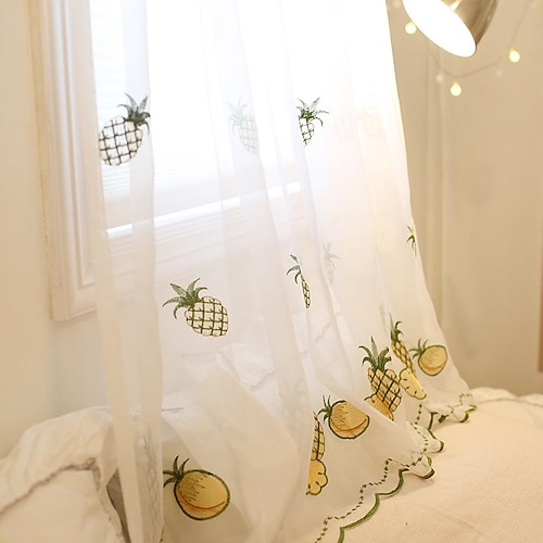 

pineapple white yarn back garden american door curtain curtain short curtain half curtain cabinet door curtain coffee curtain free punch