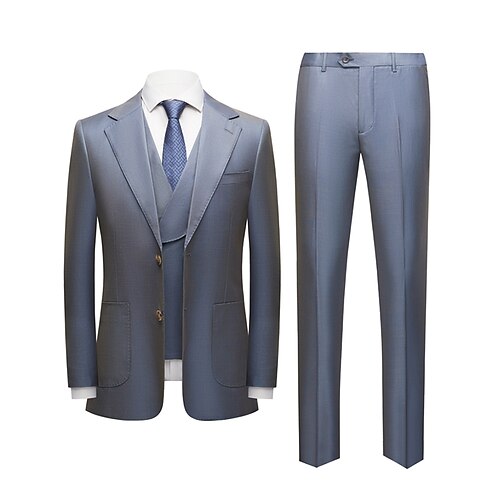 

Gray Men's Party / Evening Business / Ceremony / Wedding Suits 3 Piece Solid Colored Standard Fit Single Breasted Two-buttons 2022