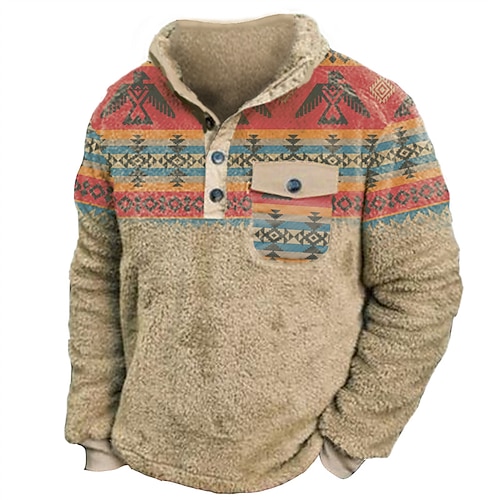 

Hombre Sudadera Pull-over Azul Piscina Morado Caqui Gris Ligero Rojo Henley Bloque de color Tribal Estampados Estampado Casual Diario Deportes Impresión 3D Design Casual Borroso Otoño invierno Ropa