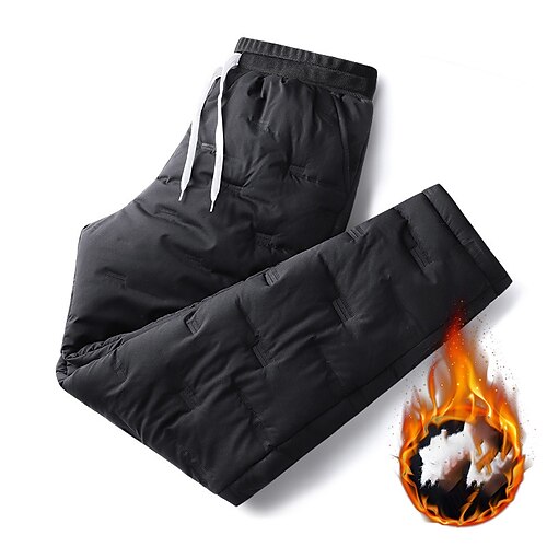 

Men's Winter Pants Down Pants Trousers Casual Pants Pocket Solid Color Comfort Warm Casual Daily Going out Streetwear Thicken Black Stretchy