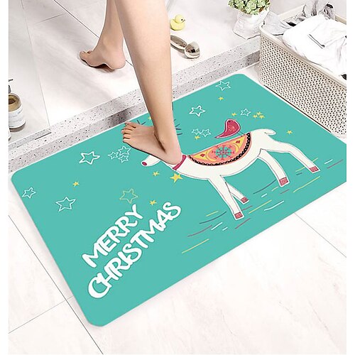 

Christmas Bath Mat Dacron Super Absorbent Toilet Door Quick-Drying Foot Mat Entry Door Mat Christmas Decor Non-Slip Mat