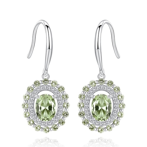 

Women's Clear Green Synthetic Diamond Drop Earrings Fine Jewelry Classic Precious Simple Elegant S925 Sterling Silver Earrings Jewelry Green For Wedding Engagement 1 Pair