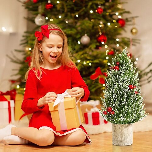 

18.5 Snowy Tabletop Christmas Tree w/ 170 PE Branch Tips & Pulp Base