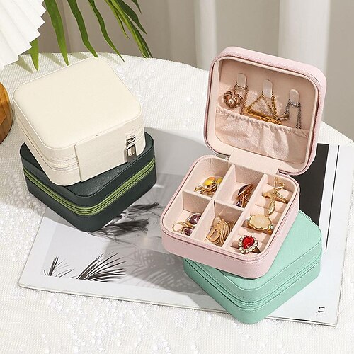

Jewelry Box Organizer For Women's Gift Daily PU Leather Classic