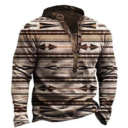 

Men's Sweatshirt Pullover Brown Standing Collar Graphic Prints Zipper Print Daily Sports Holiday 3D Print Basic Boho Streetwear Spring Fall Clothing Apparel Hoodies Sweatshirts Long Sleeve