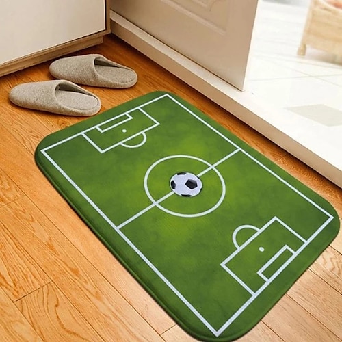 

Flannel Soccer Rug Football Carpets Field Ground Floor Mat Washable Anti-Skid Carpets Home Living Room Kids Bedroom Decoration